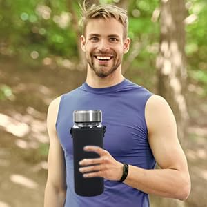 Miniatura 5 de Botella de agua de vidrio de 32 onzas con tapa, botella de agua de vidrio de boca ancha, botellas de vidrio reutilizables con tapa a prueba de