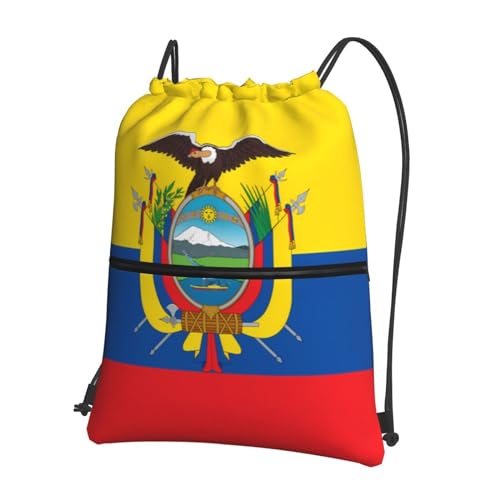 Flag Of Ecuador Drawstring Zipper Backpack - Versatile, Durable, And Stylish Design For Everyday Use
