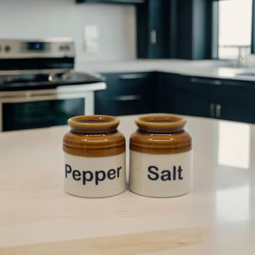 Image of Salt Pepper Set for Dining Table & Kitchen | Ceramic Salt and Pepper Shakers, Salt Pepper Dispenser, Container, Sprinkler | Home | Cafe | Office - 60 ML (1 Text Set)