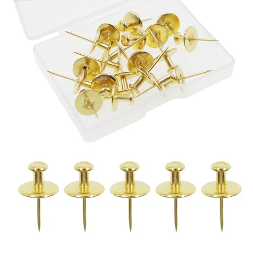 Image of Double Headed Picture Hangers Nails,TTZEZE Zinc Alloy Small Head Hanging Nail,Decorative Nail Push Pins,Small Head Hanging Photo Hook Thumb Tacks Gold 40PCS
