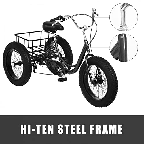 Sanamity Three Wheel Bikes for Adults - 3 Wheel Bikes for Adults Bicycle Trike Womens Bikes 7 Speed Bicycle Tricycle Basket Adult 20 Inch Frame [Us in Stock]