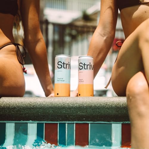 Image of Strive Soda Peach Perfect - Sparkling Hydration Soda with Electrolytes & Organic Honey - Peach & Lemon Naturally Sweetened Drink - No Artificial Sweeteners or Preservatives - 12 Pack Cans