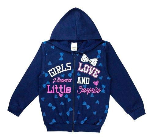 Casaco Menina Moletom Jaqueta Capuz E Zíper Roupa Frio