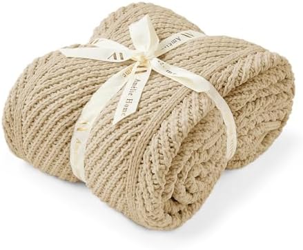 Amélie Home Knit Throw Blanket, Soft Chenille Cozy Breathable Che...