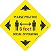 NMC WFS71TX Please Practice Social Distancing, Floor Sign, TexWalk Non-Slip Vinyl, 11.75x11.75