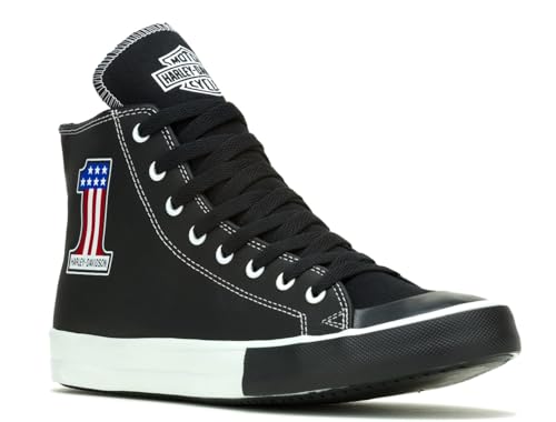 Harley-Davidson Men's Baxter High-Top #1 Black Leather Sneakers, D93904