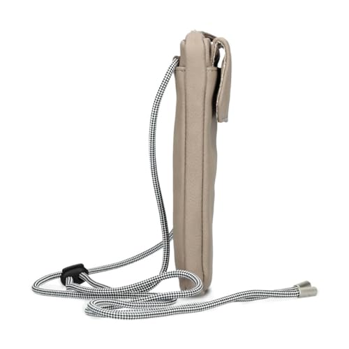 Zwei Handytasche zum Umhängen Mademoiselle.M MP30 Smartphone-Etui & Geldbörse 2-in-1, umlaufender Reißverschluss, längenverstellbarer Riemen, Mini-Handtasche 19 x 10 x 3 cm (Nubuk-Blue)