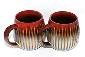 Saumo Vintage Kaffeebecher Set, 2er, Rotbraun