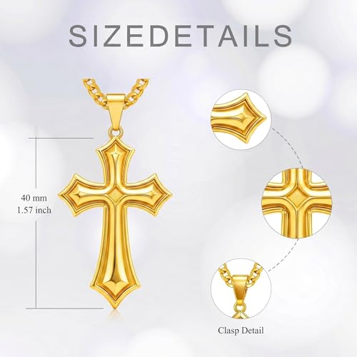 Image of Midari Gold Cross Necklace for Men 18K Gold Cross Pendant Minimalist Faith Necklace Christian Pendant Religious Gift