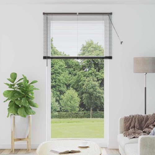 Persianas Venecianas de Aluminio Negro Mate para Ventana, Control Manual de Luz y Privacidad, Montaje Externo, Cortinas Modernas con Lamas Horizontales, Fácil Limpieza