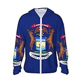 Michigan State Flag Print Damen Sonnenschutzjacke Hoodie Kleidung Leicht...