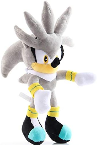 Gkasa Anime Plush Toys 30cm Silver Hedgehog Sonic Soft Stuffed Toy Game Doll Birthday Cute Soft Doll Decoration for Children Kids Gifts