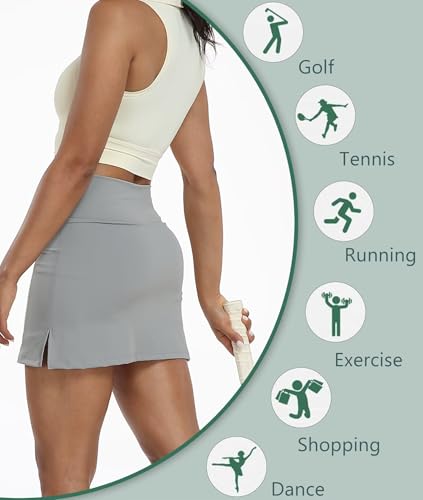 Women's High Waisted A-Line Skirt Mini Athletic Skater Skorts for Women Uniform Skorts with Shorts Pockets4