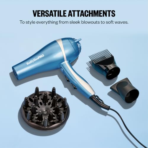 Image of BaBylissPRO Nano Titanium 2000-Watt Blow Dryer with Concentrator Nozzle, Professional Grade Ionic Corded Styling Tool for Hair