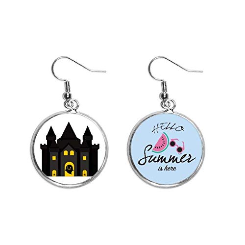 Pendientes de sandía con ilustración de castillo de cuento de hadas joyería verano