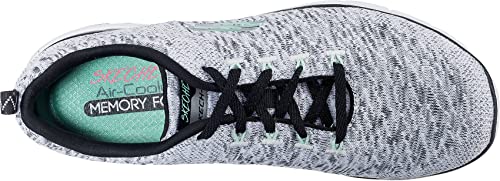 Skechers Skechers Women's Flex Appeal 3.0 Trainers, White Black Knit Mesh Light Aqua Trim