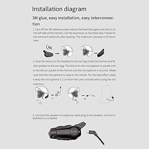 Motorcycle Helmet Intercom, 2-Way 30M Bluetooth Headset Headphone With Noise Cancellation/Fm Radio #TOP7