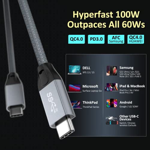 Qces Usb C 3.2 Gen 2 Cable, 5Ft Usb C To C Video Cable 4K For Display/Monitor 20Gbps Data Transfer 100W Pd Charging For Thunderbolt 4/3 Cable Compatible With Macbook Pro/Air, Ipad, Galaxy S22 #TOP6