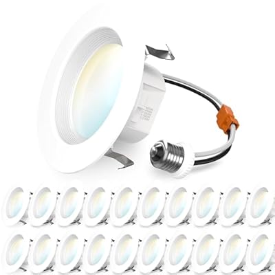 Sunco 20 Pack 4 Inch LED Recessed Lights, Retrofit Lighting LED Can Lights Downlight, 660LM, 2700K/3000K/3500K/4000K/5000K, Dimmable, Baffle Trim, 11W=60W, 50000 Lifetime Hours, Damp Rated UL