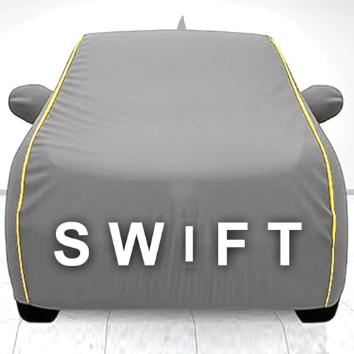 Image of 100% Waterproof Car Cover for Swift Protection, Dustproof, Windproof | Custom Fit with Mirror Pockets, Belt & Buckle | All Weather Outdoor Body Cover (Grey, Swfit)