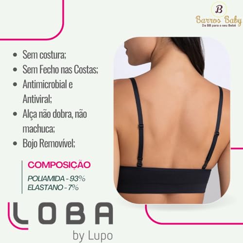 Sutiã Sem Costura Loba Lupo Com Bojo Removível Touch 41901 - Preto GG