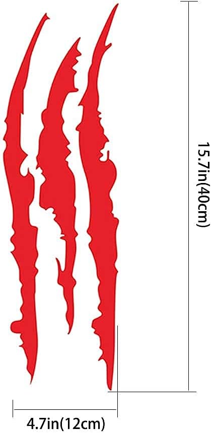 YGMONER 2 x Red Claw Marks Decal Car Headlight Decoration Stickers 16 x 5inch (red)