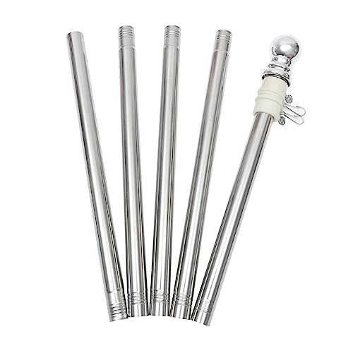FONDOTIN Kit De Bandera De Acero Inoxidable Profesional 1,8 m para Exteriores y Jardín, Mástil Desmontable Anillo Giratorio Antienredos para Patio y Casa