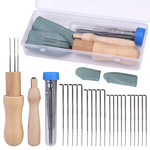 22 PCS Needle Felting Kit, 3 Needle Felting Tool Holder, 4 Size Felting Needles, 36 Gauge, 38 Gauge, 40 Gauge, 42 Gauge, Needle Felting Supplies for DIY Wool Felting