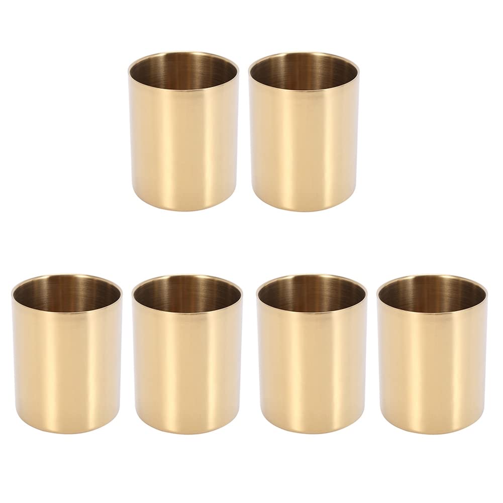 ISTOVO Lot de 6 pots à crayons en acier inoxydable pour pinceaux de maquillage (doré)