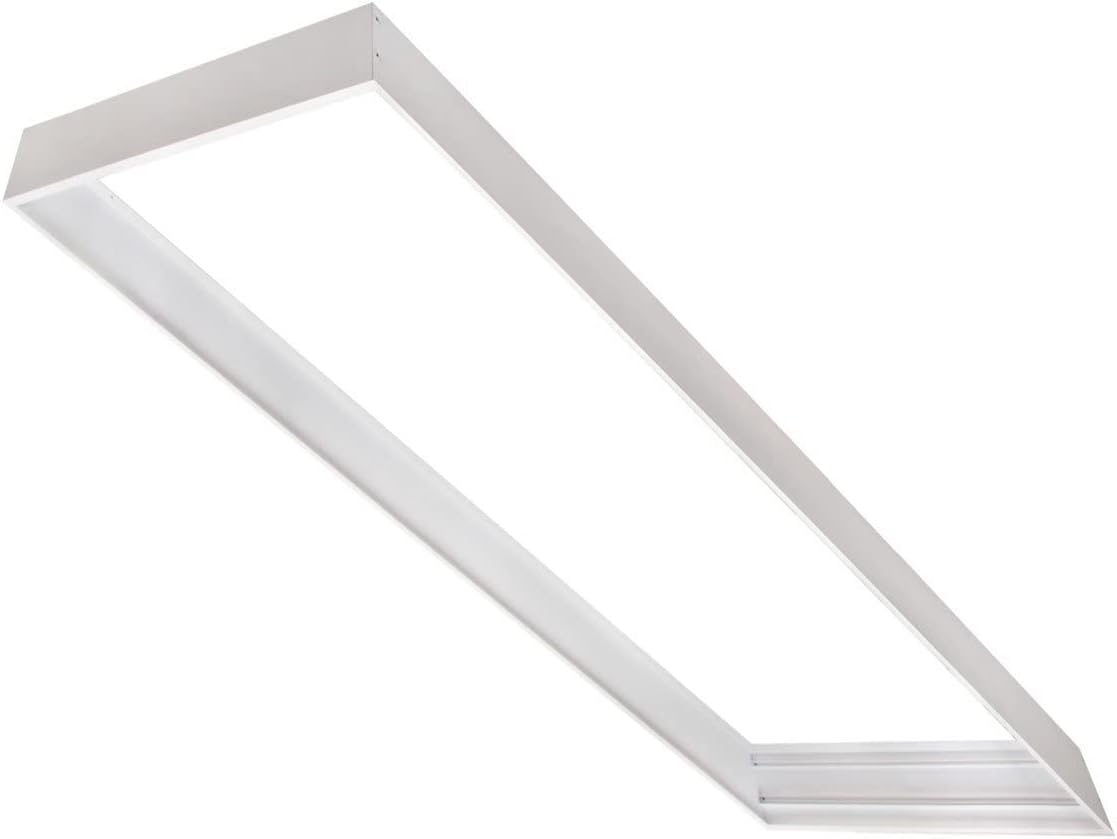 1x4 FT Universal Surface Mount Frame for LED Panel Lights, LED Drop Ceiling Lights Fixture, LED Flat Panel Troffer Fixture, Indoor Residential Commercial Industrial Office, Kitchen, Shop UL DLC Listed
