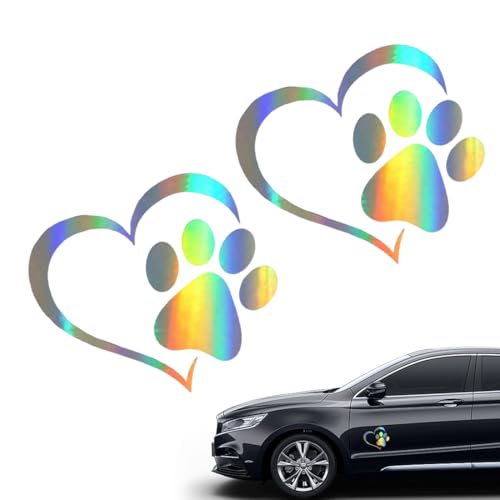 VODAFQS 4 Piezas Pegatinas de Huella de Perro para Coches, Calcomanías 3D de Cromo para Vehículos Off-Road, Decoración para Parabrisas (Multicolor)