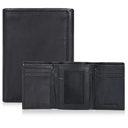 Image of Tri fold Leather Wallet for Men with RFID | Slim Wallets for Men with 1 ID and 6 Credit card slots | Front Pocket Minimalist