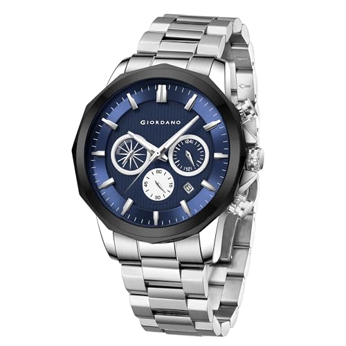 Image of Giordano Multi-Function Analog Watch for Men with Textured Dial, Classic Stainless Steel Strap and Date Function