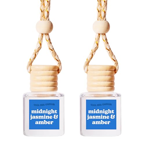 COOLGIRLCANDLES Midnight Jasmine & Amber Car Hanging Fragrance Oil Air Freshener for Essential Oils, Long Lasting Car Diffuser Bottle