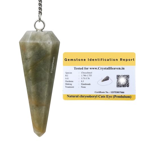 Image of Chrysoberyl Cats Eye Pendulum Dowsing Tool - Natural Crystal Pendulum for Spiritual Guidance - Premium Dowser Pendulum for Accurate Divination and Energy Healing - Perfect for Energy Healing and Chakra Balancing - Handcrafted with Precision and Elegance