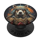 Awesome Dog in Japanese Style Armor men women PopSockets Standard PopGrip