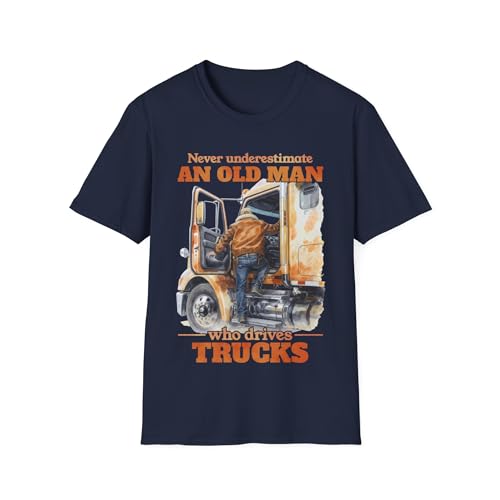 T-shirt camionneur imprimé coton bleu marine taille M unisexe