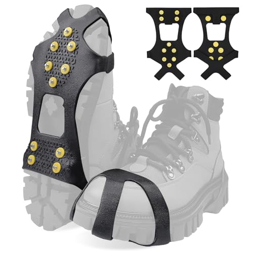 10 Crampones Antideslizante, Clavos Antideslizantes Zapatos para Senderismo, Garras de Zapatos para Hielo y Nieve, Caminar sobre Nieve o Hielo y Otros Deportes al Aire Libre(M)