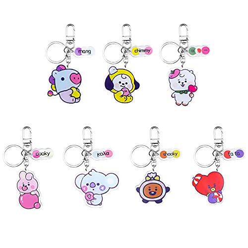 G-Ahora 7pcs Bangtan Boys Keychain Bangtan Boys Key Ring Hot Gift for Army Fans CHIMMY COOKY KOYA TATA Cartoon Jewelry, Kr-bts 7p 2108, S