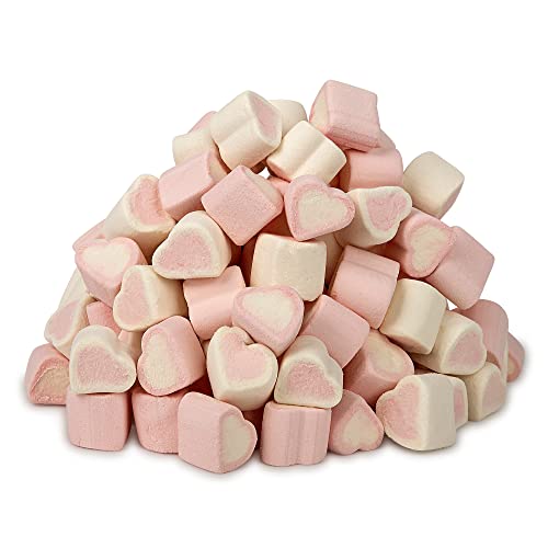 Candy Shop Pink and White Heart Shaped Marshmallows, Halal Candy – 2.2 lb. Bag