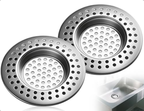 Emezddo 2 Filtros De DesagüE De Acero Inoxidable con Orificios para Fregadero, Ducha, DesagüE De Ducha, TapóN para Atrapar El Pelo, para BañO Y Cocina (Plateados)