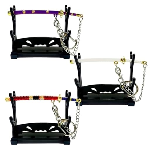 Alppihym Llaveros de Anime 3 Mini Katanas (9 cm) Espadas Samuráis Legendarias - Wado Ichimonji, Sandai Kitetsu, Shusui - Mercancía de Anime - Regalos y Decoración