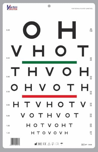 KASHSURG HOTV Distance Eye Chart with Red/Green Lines 20 Ft_172_Pack of 36
