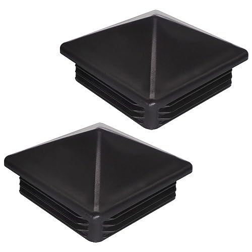SKIR'CO (2 pièces) Bouchons Carrés en Plastique 100 x 100 mm, Embouts de Tube, Bouchons de Poteau de Clôture, Inserts de Tube Carrés, Noir RAL 9005