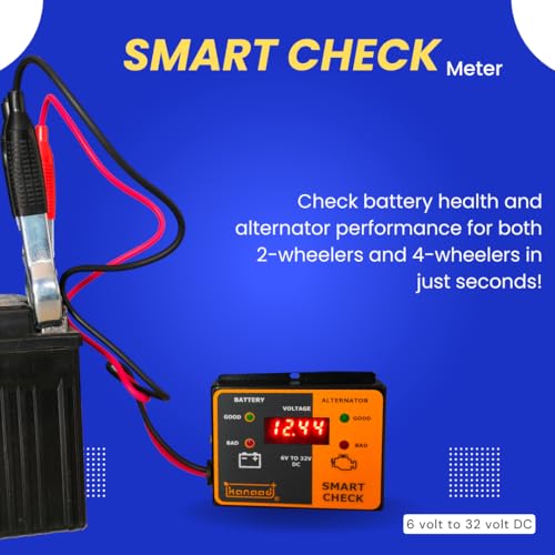 Image of 6 Volt To 32 Volt Dc Corded Electric Digital Voltmeter With Battery Health Indicator And Battery Charging Indicator, Blue