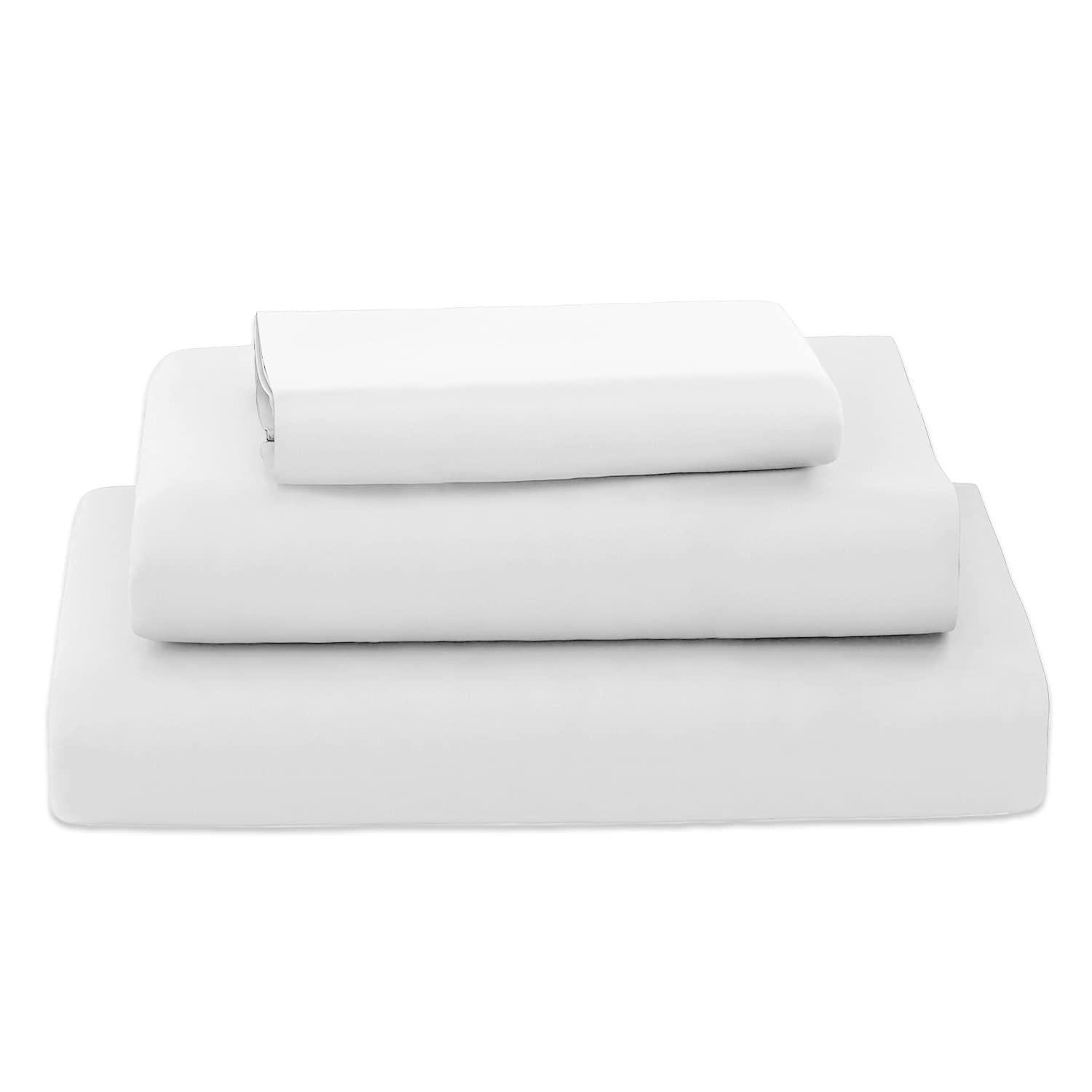 Poligino Lenzuola Letto Singolo 90 - Completo Lenzuola 3 Pezzi in Microfibre - Lenzuolo con Angoli - Lenzuola Sopra - 1 Federa 50x80 - Lenzuola Singolo 90x190/200cm Bianco