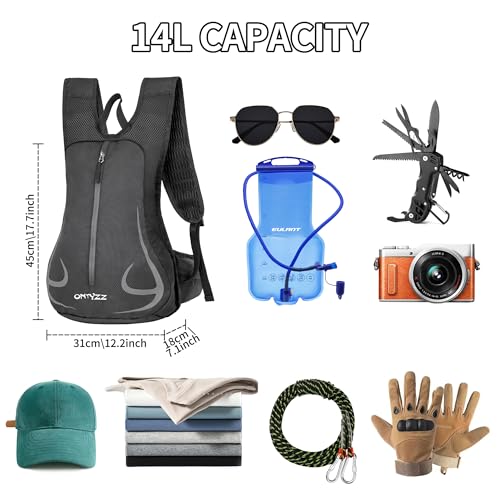 ONTYZZ Fahrradrucksack für Damen und Männer - 15L Kleiner Sportrucksack, Ultraleicht Wanderrucksack, Wasserdicht für Radfahren, MTB, Laufen und Skifahren