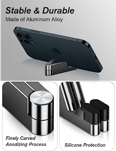 Image of URBAN KINGS Cell Phone Stand for Desk - Foldable & Portable iPhone Holder Compatible With All Mobile Phones, iPad Mini, Tablets 4-10.5 inch (Black) (Silver)
