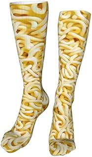 883 Compression Socks Ramen Noodle Soup Pattern Athletic Socks Comfort Crew Socks Non Slip Calf Socks For Walking Hiking Jogging 40cm