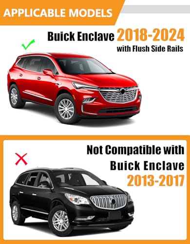 Image of KINGGERI 300lbs Roof Rack Cross Bars Compatible with Buick Enclave 2018-2024 (with Flush Side Rails), Heavy Duty Aluminum Roof Rails Crossbars Luggage Cargo Carrier Rooftop Car SUV Black Accessories